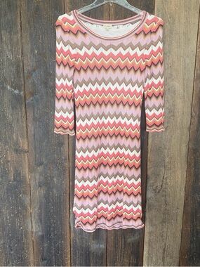 Daniel Cremieux Striped Knit Dress in Pink, Coral, Tan & White